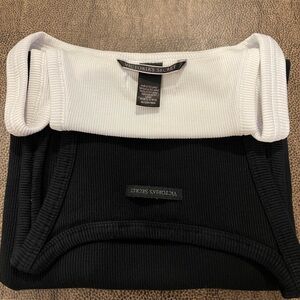 Victoria's Secret Black and White Ribbed Tanks